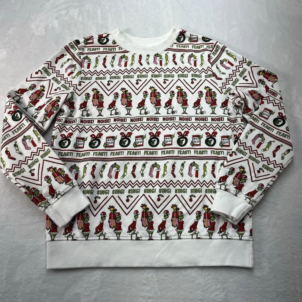 Hanna Andersson Grinch Crewneck Sweater Unisex Kids 10 Cotton Christmas AOP